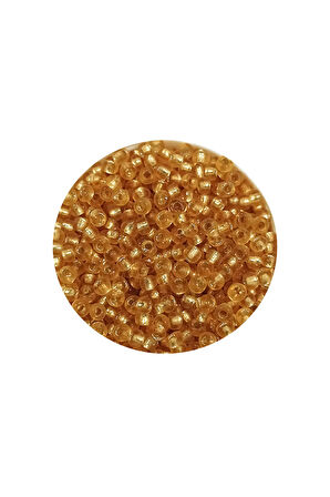 Dökme Cam Kum Boncuk (11/0) 2 mm - 20 Gram - Şeffaf Altın - BNC027