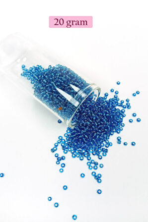 Dökme Cam Kum Boncuk (11/0) 2 mm - 20 Gram - Şeffaf Mavi - BNC007