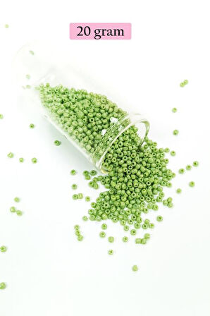 Dökme Cam Kum Boncuk (11/0) 2 mm - 20 Gram - Açık Yeşil - BNC003
