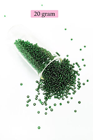 Dökme Cam Kum Boncuk (11/0) 2 mm - 20 Gram - Şefaf Koyu Yeşil - BNC002