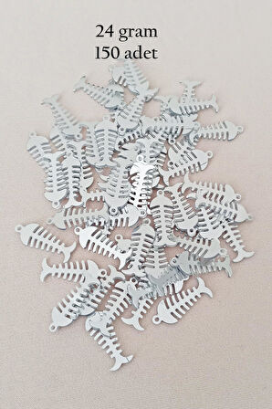 Oya Abiye Bileklik Kolye Pleksi Metalik Plastik Pul Gümüş Renk 24 gram 150 adet - BNC589