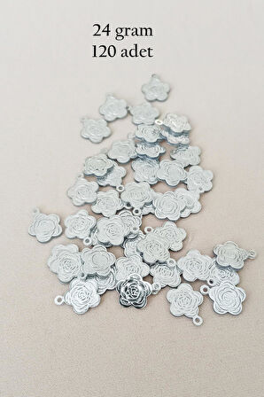 Oya Abiye Bileklik Kolye Pleksi Metalik Plastik Pul Gümüş Renk 24 gram 120 adet - BNC584