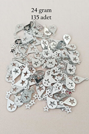 Oya Abiye Bileklik Kolye Pleksi Metalik Plastik Pul Gümüş Renk 24 gram 195 adet - BNC581