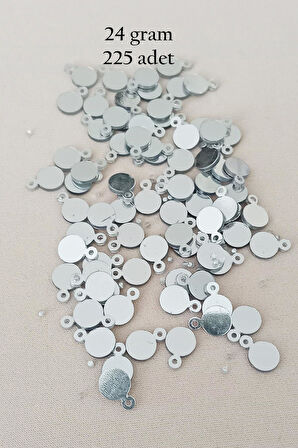 Oya Abiye Bileklik Kolye Pleksi Metalik Plastik Pul Gümüş Renk 24 gram 225 adet - BNC580