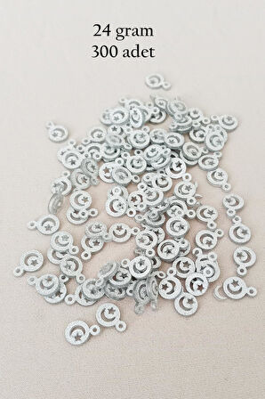 Oya Abiye Bileklik Kolye Pleksi Metalik Plastik Pul Gümüş Renk 24 gram 300 adet - BNC576