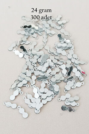 Oya Abiye Bileklik Kolye Pleksi Metalik Plastik Pul Gümüş Renk 24 gram 300 adet - BNC568