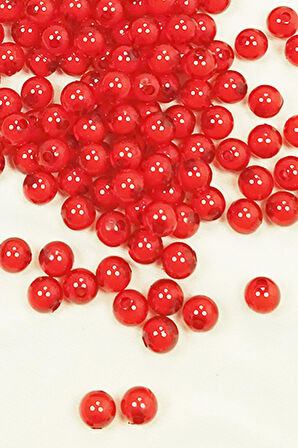 Yuvarlak Boncuk İçten Boncuklu Bileklik Çanta Boncuğu 8 mm 50 gr Kırmızı - BNC473