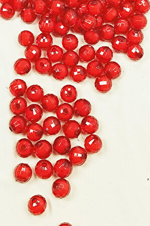 Dünya Boncuk İçten Boncuklu Bileklik Çanta Boncuğu 10 mm 50 gr Kırmızı - BNC466