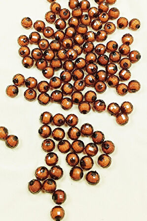 Dünya Boncuk İçten Boncuklu Bileklik Çanta Boncuğu 10 mm 50 gr Kahverengi - BNC462