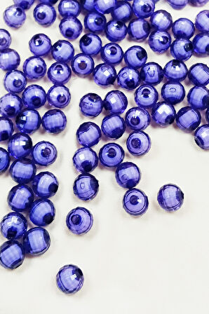 Dünya Boncuk İçten Boncuklu Bileklik Çanta Boncuğu 10 mm 50 gr Eflatun - BNC461