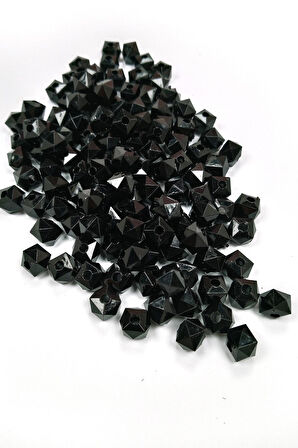 Küp Boncuk İçten Boncuklu Bileklik Çanta Boncuğu 10 mm 50 gr Siyah - BNC457
