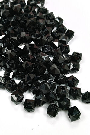 Küp Boncuk İçten Boncuklu Bileklik Çanta Boncuğu 10 mm 50 gr Siyah - BNC457