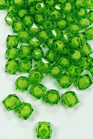 Küp Boncuk İçten Boncuklu Bileklik Çanta Boncuğu 10 mm 50 gr Yeşil - BNC450