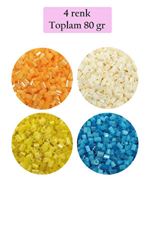 Kesme Cam Boncuk 2mm - 4 Renk - Toplam 80 Gram - BNC443