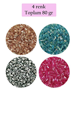 Kesme Cam Boncuk 2mm - 4 Renk - Toplam 80 Gram - BNC442