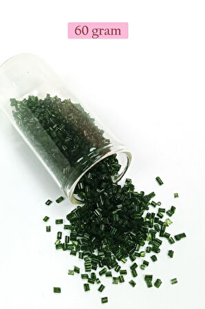 Kesme Cam Boncuk 2mm - 60 Gram - Şeffaf Koyu Yeşil - BNC367