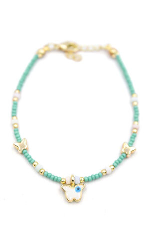 Kelebek Boncuk Bileklik - Açık Yeşil