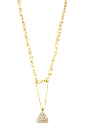 Çoklu Üçgen Kolye - Altın