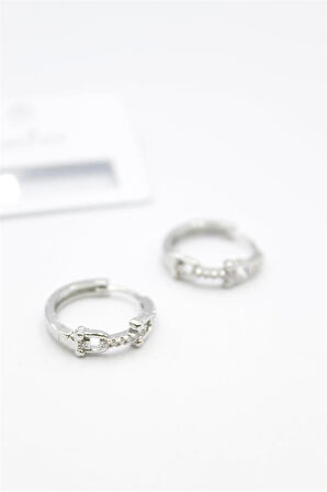 Taşlı Halka Küpe - Gümüş