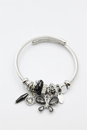 Kelebek Charm Bilezik - Siyah