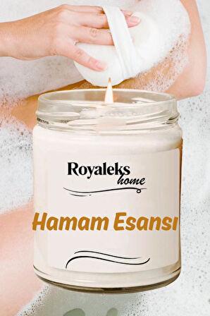 Doğal Özel Seri Kokulu Dekoratif Kavanoz Mum 210 cc - Hamam Esansı - RYL