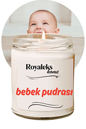 Doğal Özel Seri Kokulu Dekoratif Kavanoz Mum 210 cc - Bebek Pudrası - RYL