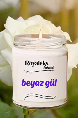 Doğal Özel Seri Kokulu Dekoratif Kavanoz Mum 210 cc - Beyaz Gül - RYL