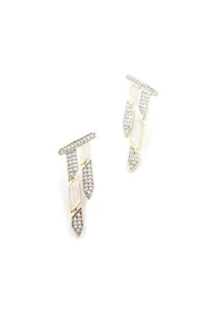 Taşlı Mineli Küpe - Altın