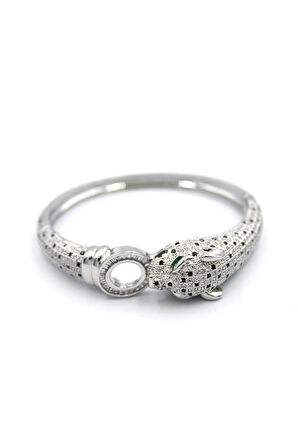 Zirkon Leopar Bilezik - Gümüş