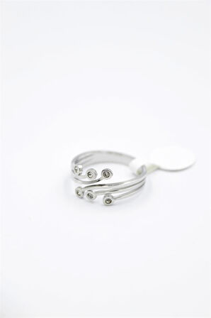 6'lı Taşlı Salyangoz Yüzük - Gümüş