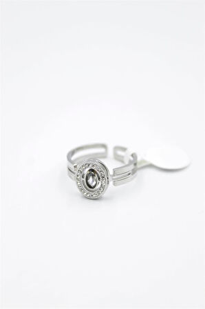 6'lı Yuvarlak Taşlı Yüzük - Gümüş