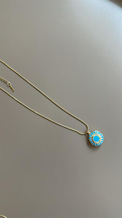 Mineli Kapaklı Kolye - Mavi