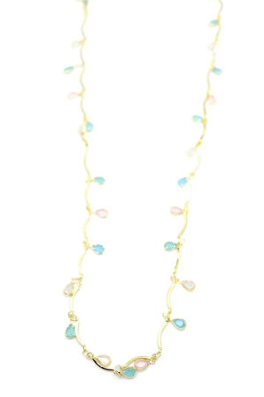 Taşlı Y Kolye - Altın