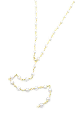 Kalp İncili Y Kolye - Altın