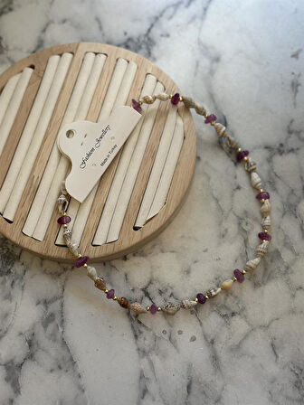 Deniz Kabuğu Kolye - Mor