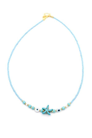Boncuk Deniz Yıldzı Kolye - Mavi