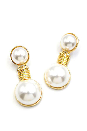 Sallantılı İnci Küpe - Altın