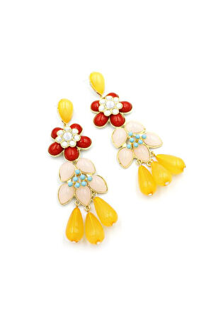 Çiçek Küpe - Kırmızı