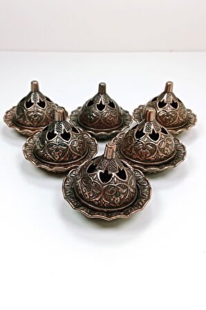 6 Lı Mini Eskitme Osmanlı Temalı Koyu Renk Lokumluk Sunum