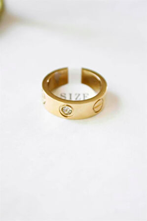 6'lı Crt Model Kalın Taşlı Alyans Yüzük - Altın