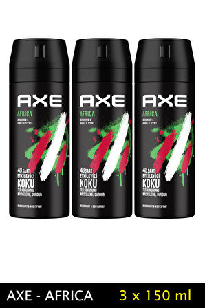 3 Adet Axe Africa Erkek Deodorant Sprey 150 ml