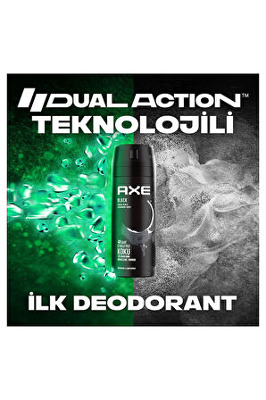 Axe Erkek Deodorant & Bodyspray Black 48 Saat Etkileyici Koku Vücut Spreyi 150 ml