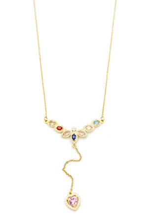 Damla Taşlı Y Kolye - Altın