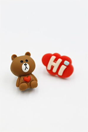 Ayıcık Hamur Küpe - ÇOK RENKLİ