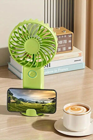 3 Hız Kademeli Şarjlı Sessiz El Vantilatörü Telefon Tutucu Özellikli El Masa Fanı