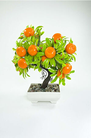 Dekor Ağaç Portakal Ağacı Saksılı Dekoratif Ağaç Biblo 24x13 cm