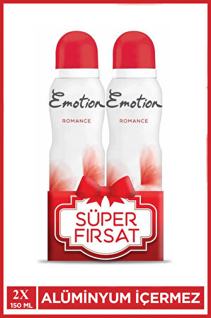 2 Adet Emotion Romance Kadın Vegan Deodorant 150 Ml Hızlı Kurur, Leke Bırakmaz