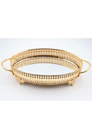 Metal Aynalı Oval Tepsi (28*20)