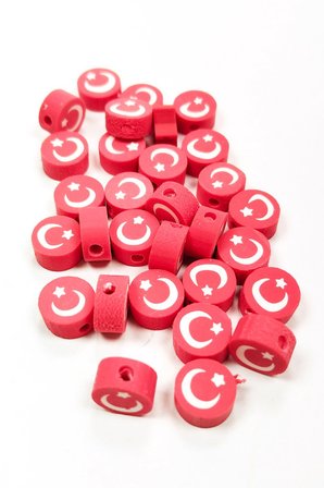 90 Adet 10 mm Polimer Kil Fimo Boncuk Takı Bileklik + 5 Metre Misina Hediye - Ayıcık - Bayrak - Yin Yang
