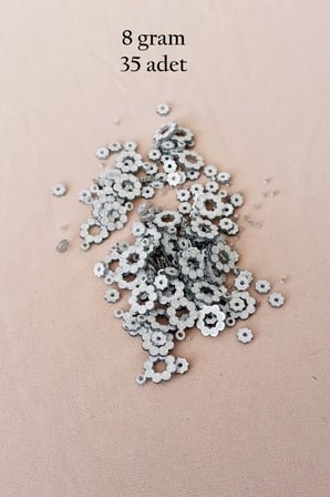 Oya Abiye Bileklik Kolye Pleksi Metalik Plastik Pul Gümüş Renk 8 gram 35 adet - BNC501